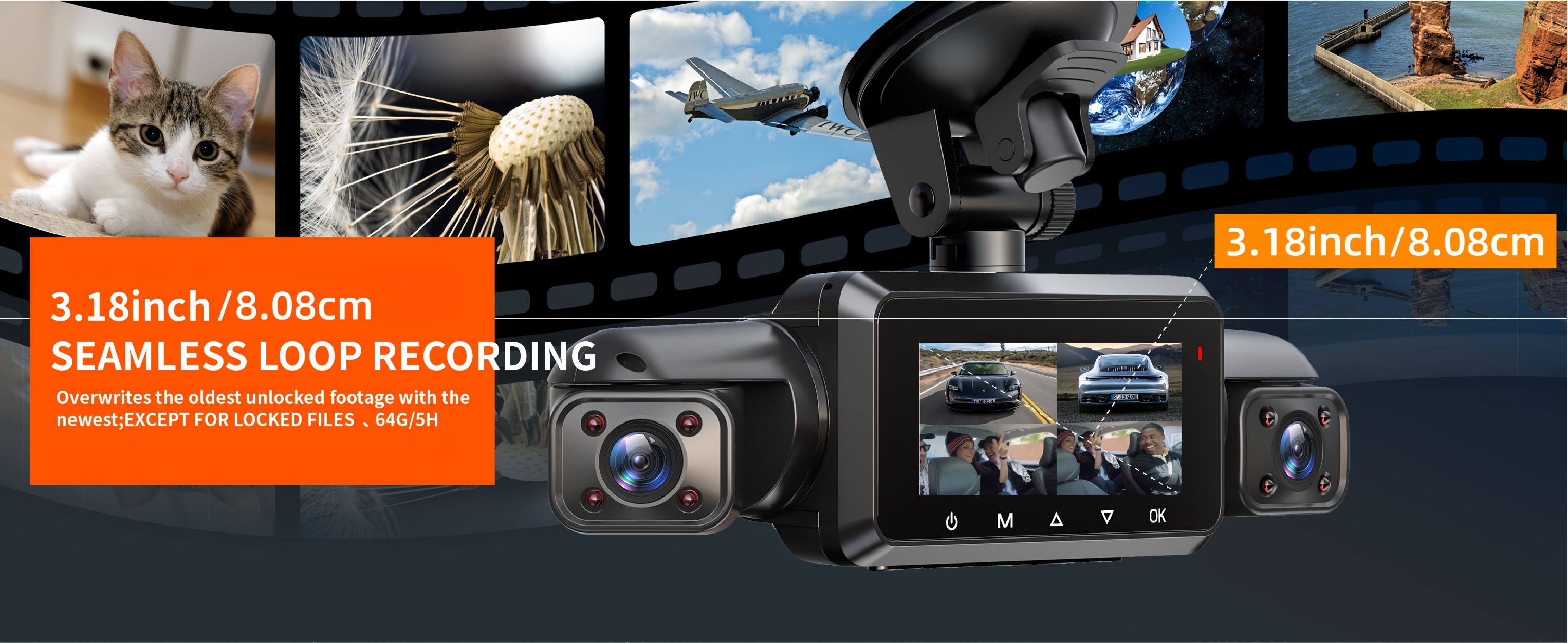 360 dash cam 4 channels f hd 4 1080p wi fi gps car camera free 128gb sd card   details 3
