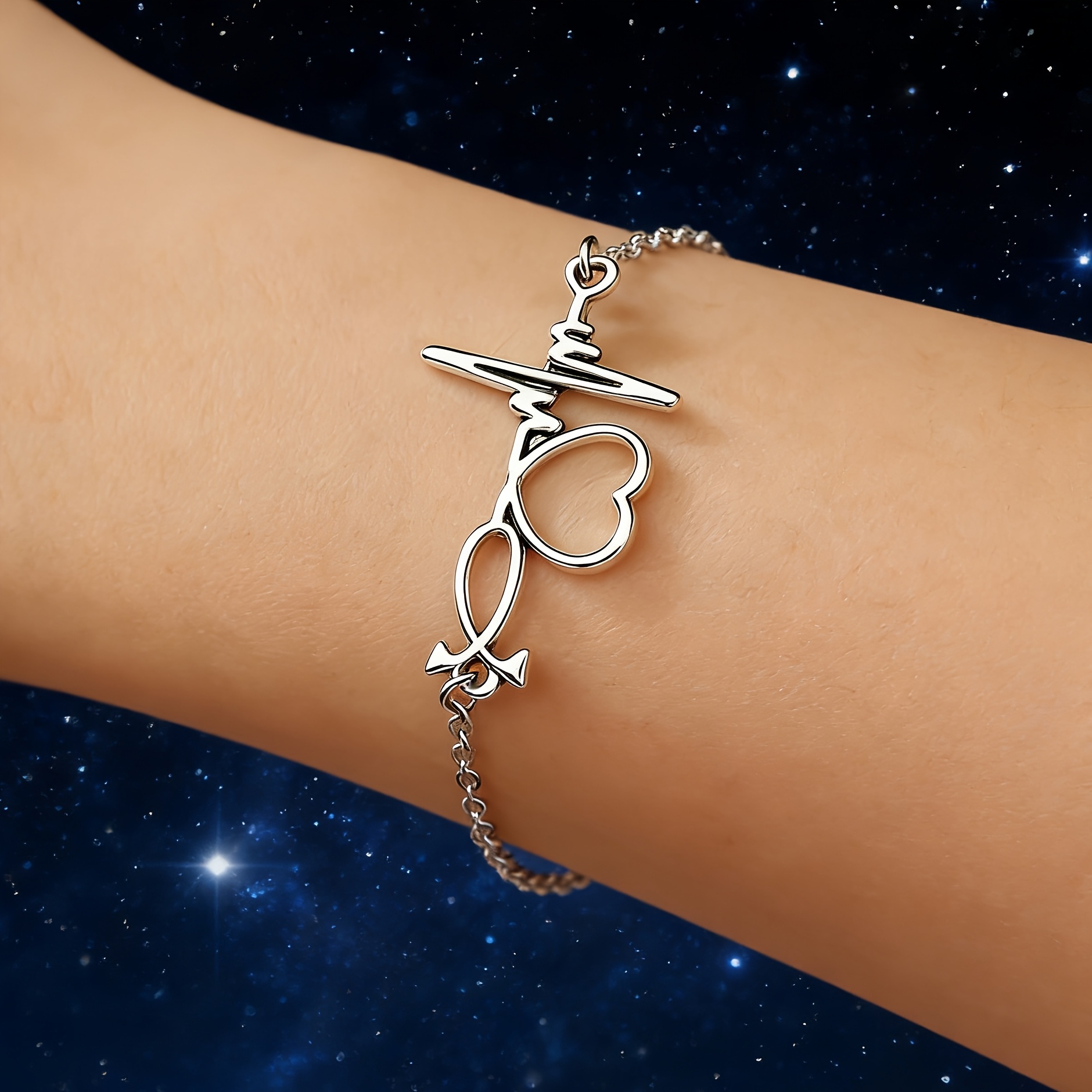 TEMU Bracciale 1 minimalista per San Valentino con fluttuazione del cardiaco ECG, cuore d'amore caotico, per appuntamenti, feste, regalo per per