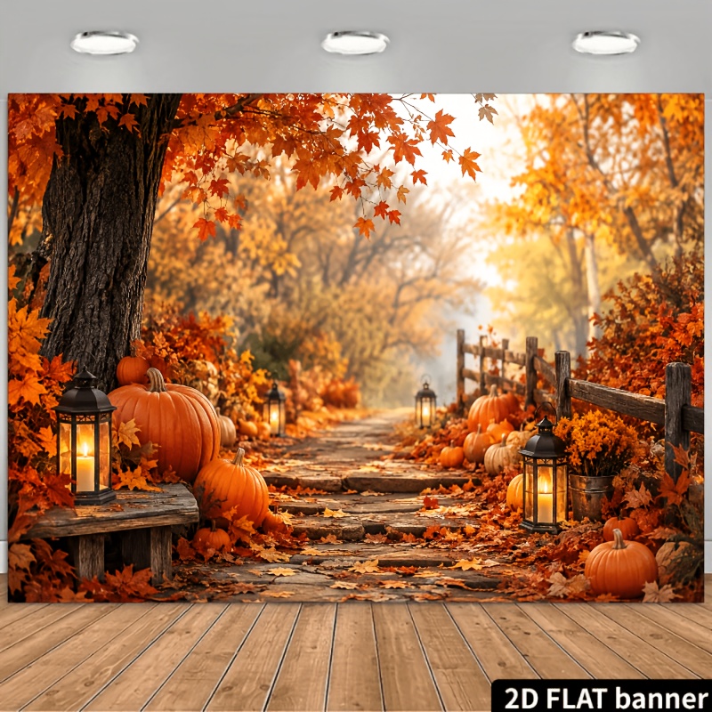 Autumn Maple Forest Pumpkin Theme Party Backdrop