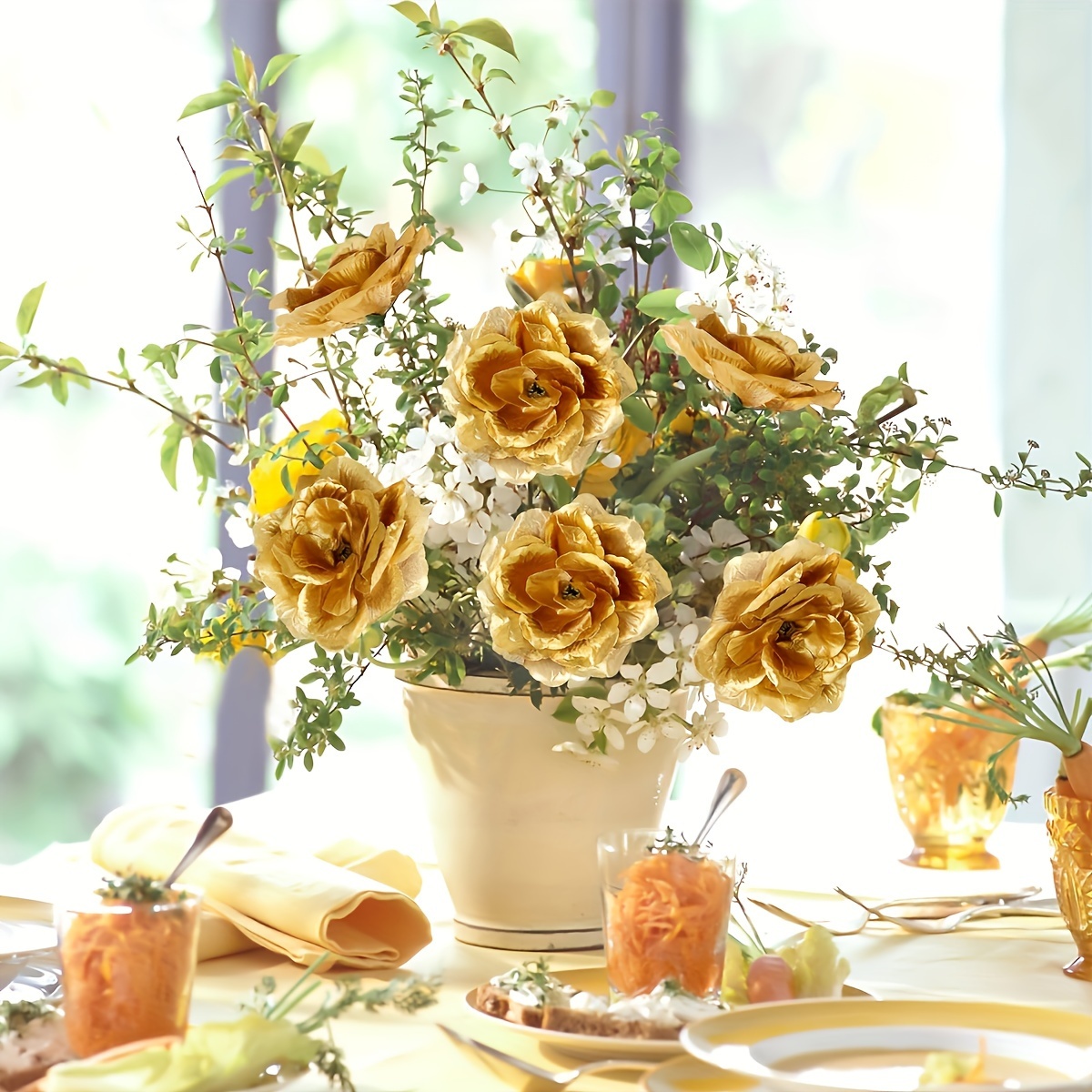 4/14 stck knstliche goldene blumen realistische rosen - Temu Germany