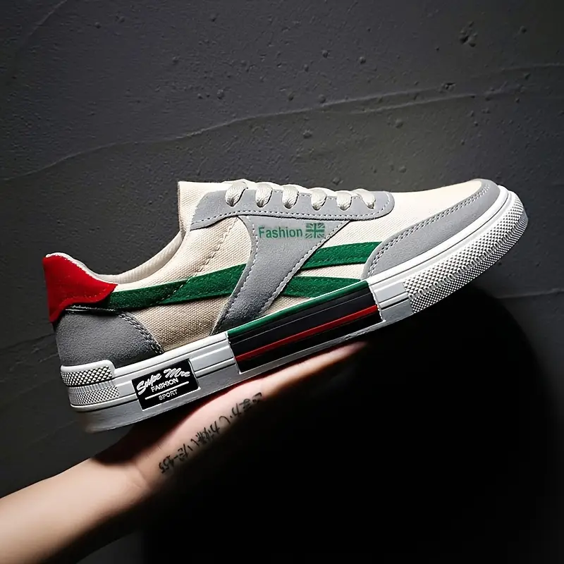 mens classic canvas skateboard shoes breathable anti slip lace up sneakers for daily casual wear vintage fashion low toe with pvc sole fabric inner cloth insole ideal for summer outdoor activities details 2