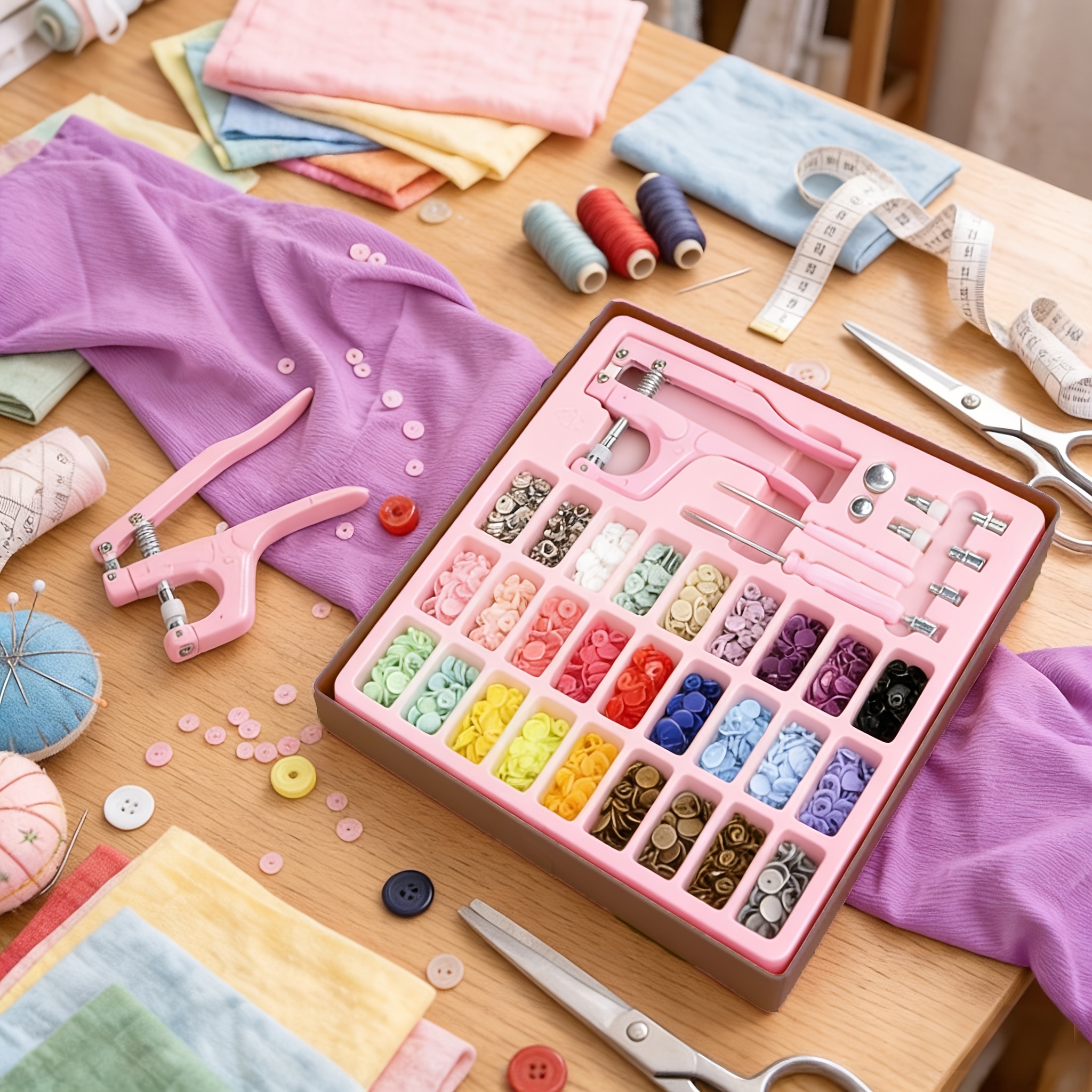 TEMU Kit de boutons-pression en plastique, boutons-pression en plastique et métal avec pince à boutons-pression, 280 boutons-pression en résine et