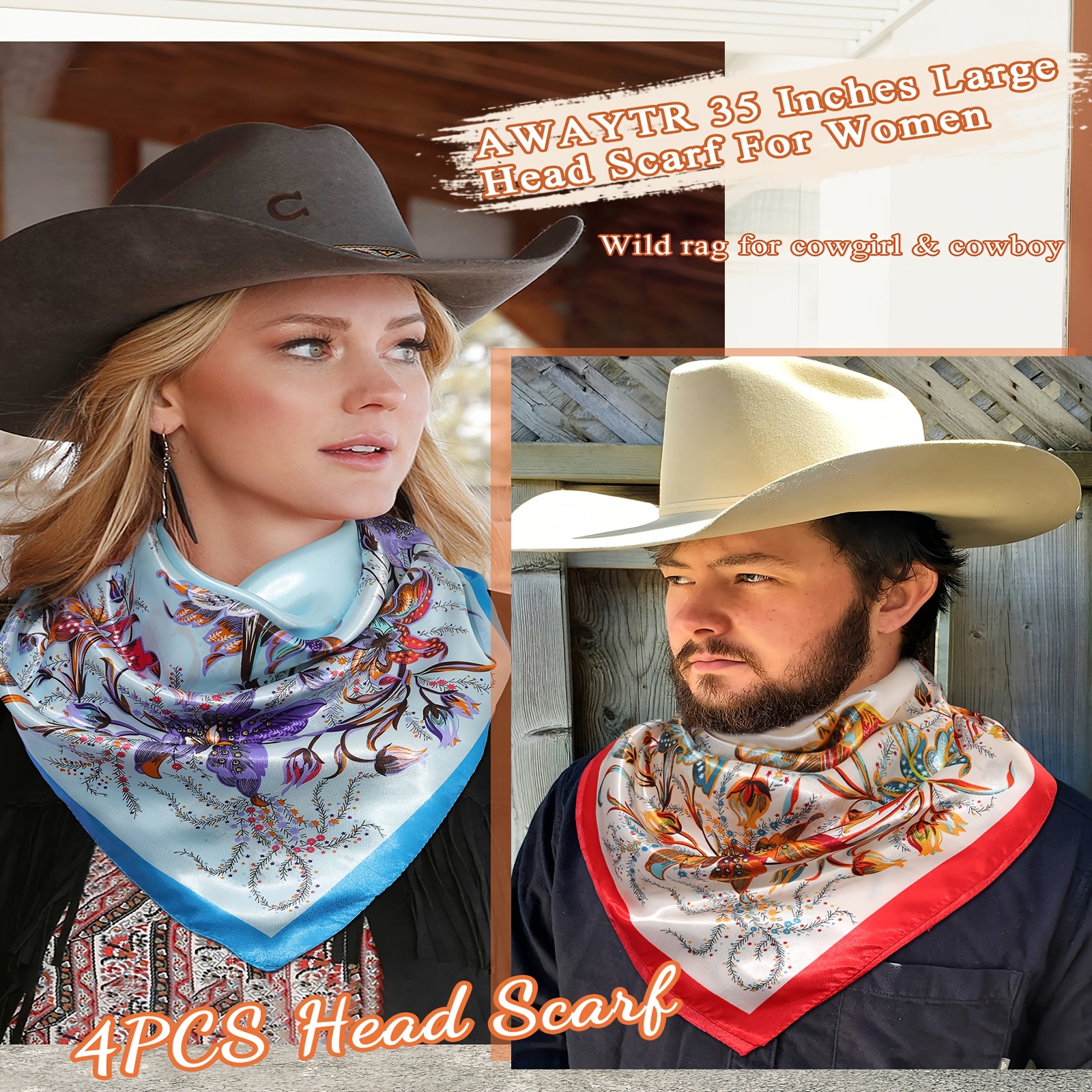 4pcs satin square headscarf 35 inches large hair bandana Temu