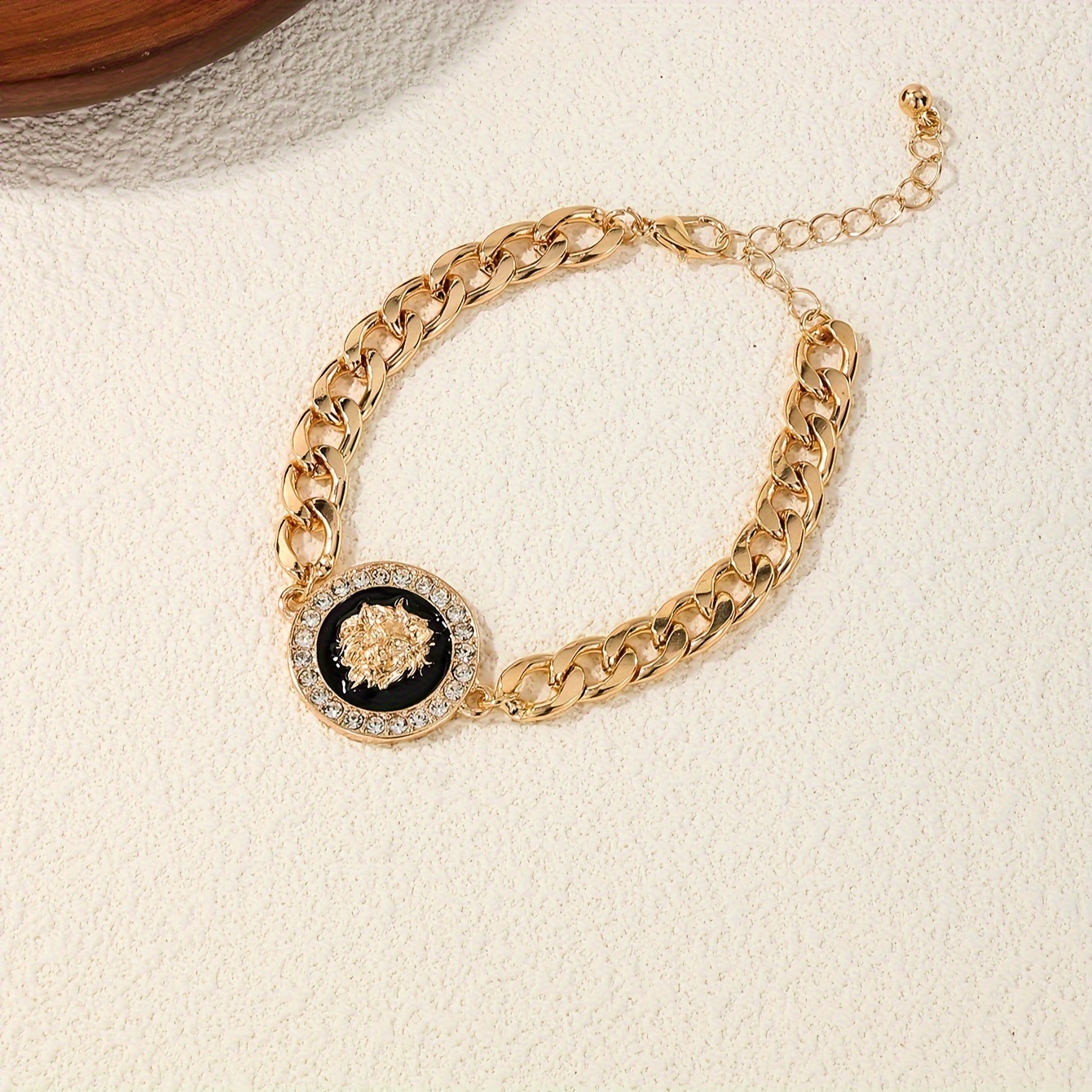 Cuban Link Bracelet with Lion Head Pendant Hip Hop Design