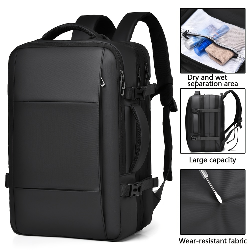 

Huabups Large Capacity Backpack, Polyester Style, With Wet/dry Separation, 17-inch Laptop Compartment, Adjustable Shoulder Straps, For Daily Use, Business Travel Bag, Backpack For Travel