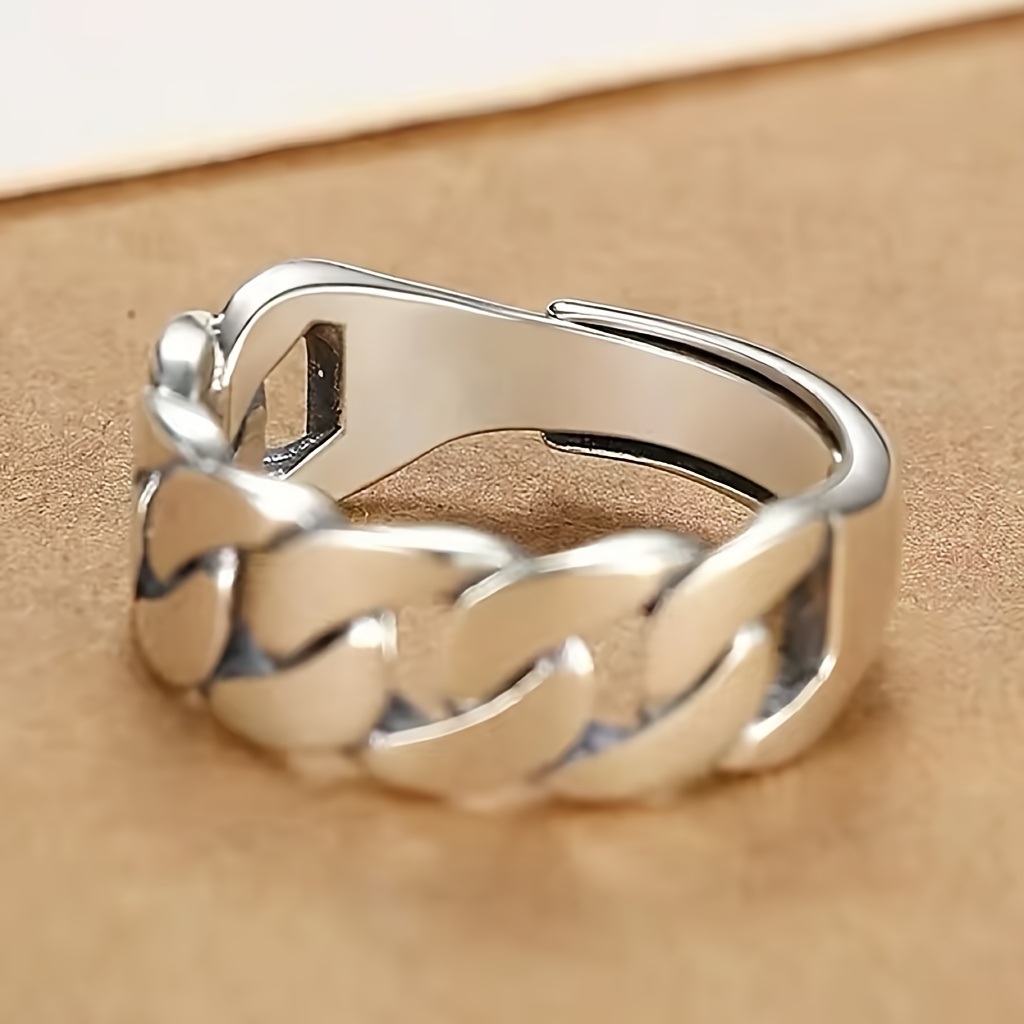 E-shop Versilberter, verstellbarer Ring - Vintage Design für Damen & Herren, elegantes Schmuck-Geschenk für Geburtstag, Party & Jahrestag, Symbol für
