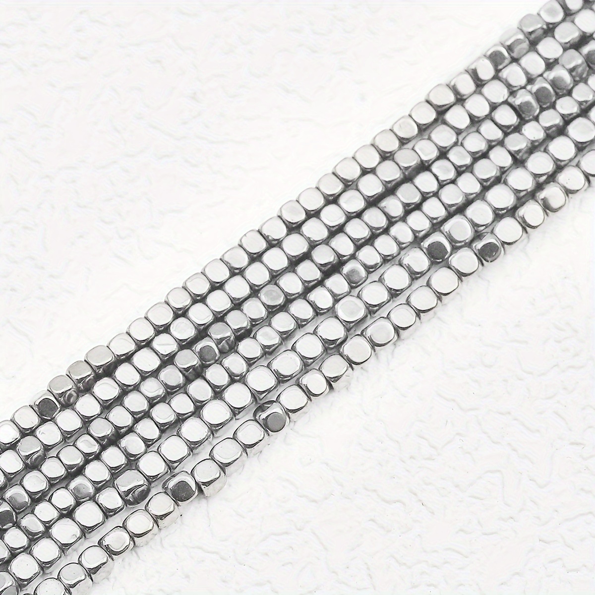 TEMU 2/3/4/6mm White Hematite Black Drilled Square Spacer Beads With Rounded Corners For Handmade Bracelets, Necklaces, Earrings, Shoe Decor, Apparel