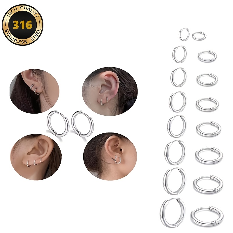 TEMU Korean-style Fashionable Minimalist Ear Clips And Hoops, Hip-hop Piercing Earrings With A High-end Feel, Suitable For Men And Women. New