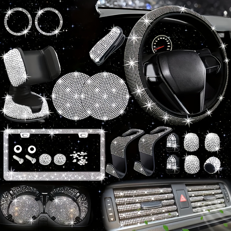 26pcs of diamond-encrusted interior car accessories