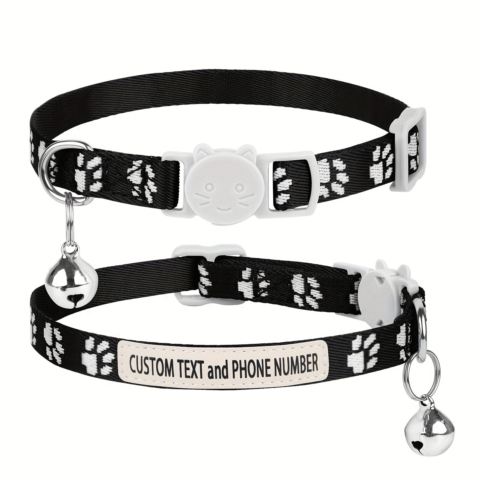 TEMU [customized] Custom Cat Claw Print Pet Collar Cute Trendy Customizable Name Phone Anti-loss Adjustable Size