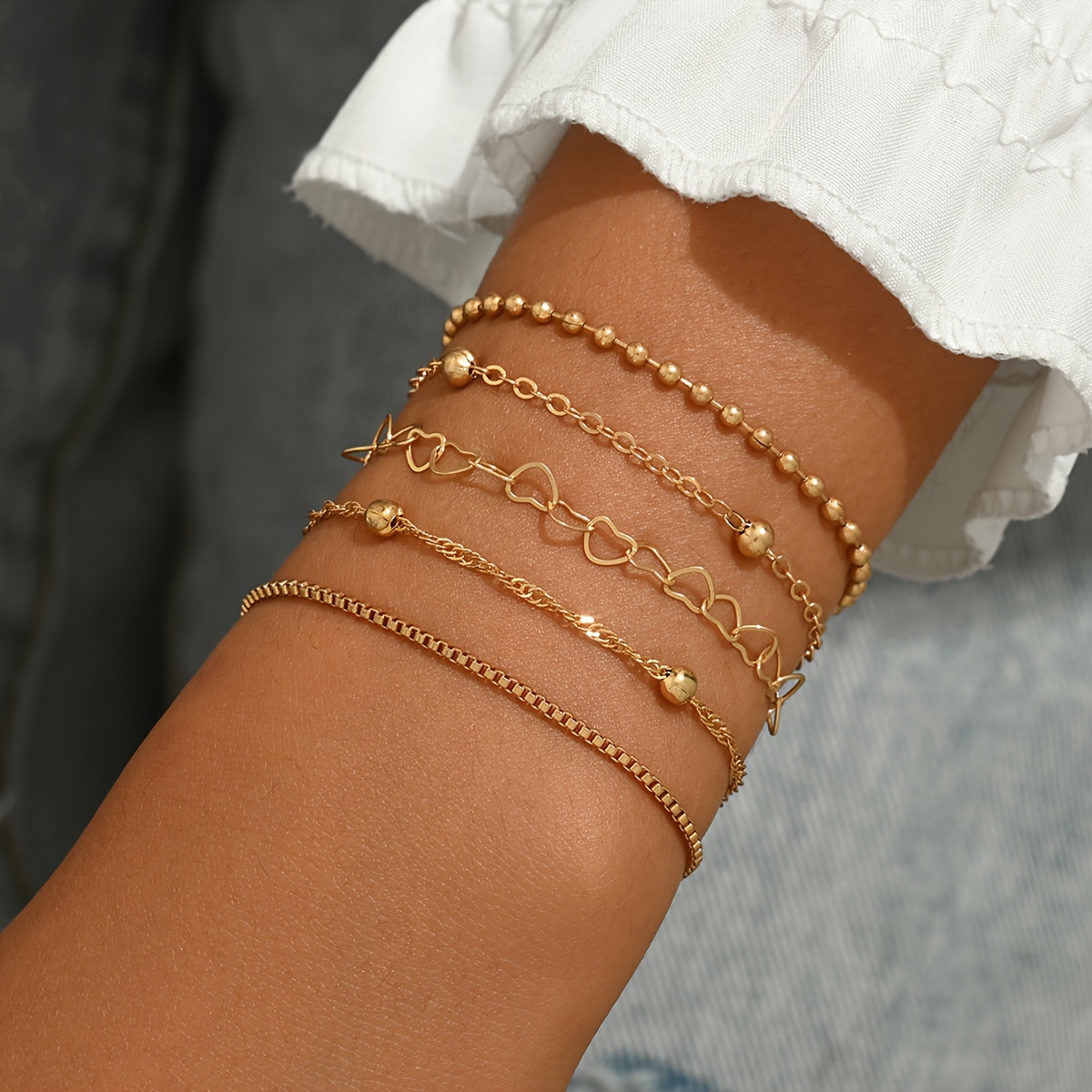 Set of 5 Stylish Daily Bracelets