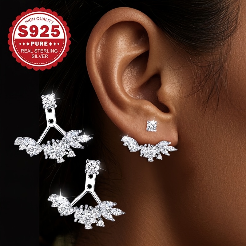 Image of 1 Pair Of Women's Fashion Earrings, S925 Sterling Two-wear Earrings, Niche Luxury, , For Her, Suitable For Daily, Banquet, Party And Other Occasions, Hypoallergenic