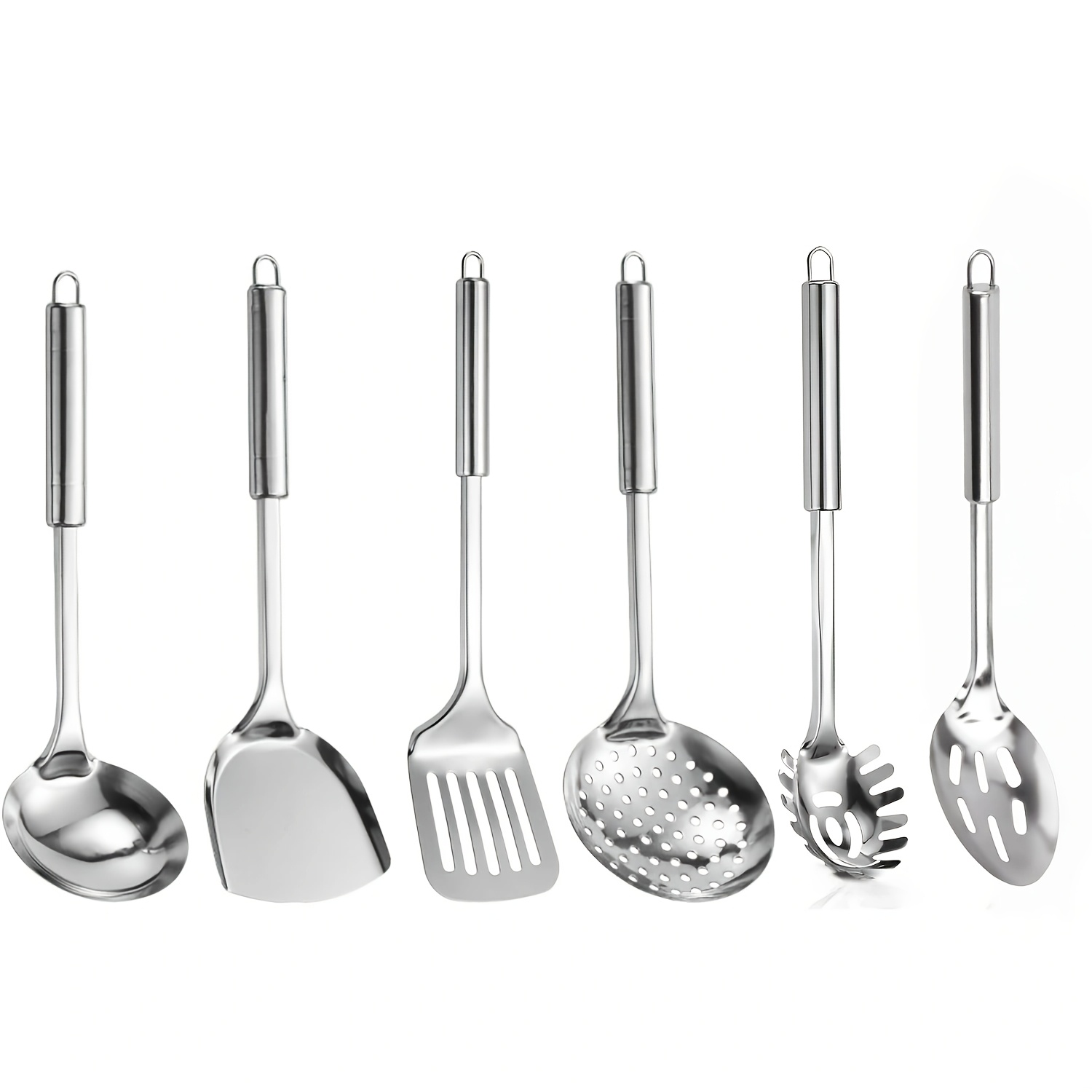 TEMU 4/6pcs Kitchen Utensils Set, Stainless Steel Cooking Utensils Set, Utensils Set Wok Ladle, Slotted Spoon, Wok Spatula And Slotted Spatula,