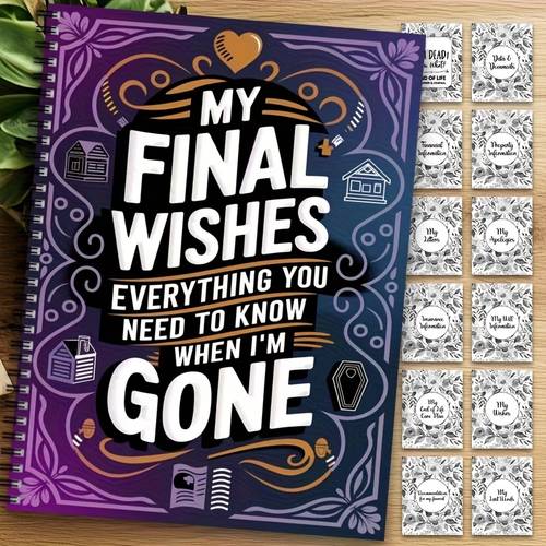 to im gone planning will organizer spiral bound durable paper purple and golden cover arrangements plans adult estate organ