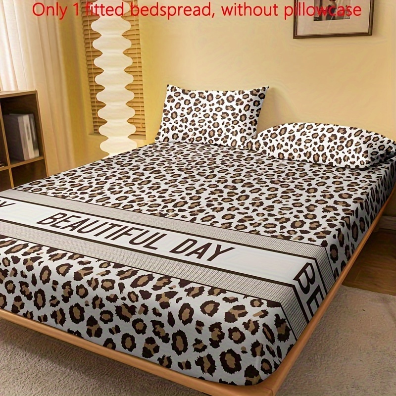 

1pc Luxury Leopard Print Fitted Sheet, Soft Comfortable Brushed Bedding Mattress Cover, For Bedroom, Guest Room, With Deep Pocket, Fitted Bed Sheet Only