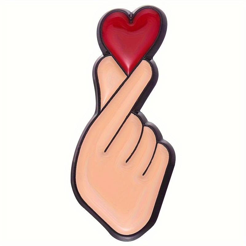 Qihoo Heart Gesture Enamel Pin - Cute Cartoon Sign Language "i Love You" Brooch, Alloy Metal Badge For Denim More - Perfect Gift For,,