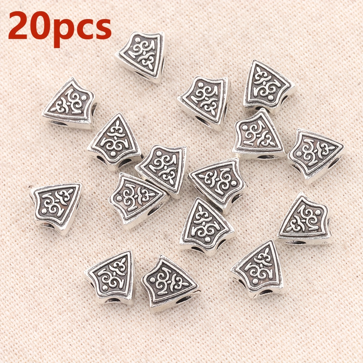 E-shop 40 Stk./20 Stk. Gebetskette-Quasten-Spaltring-Verbinder, 11 mm geometrische lose Abstandshalter-Perlen, dreidimensionale dreieckige
