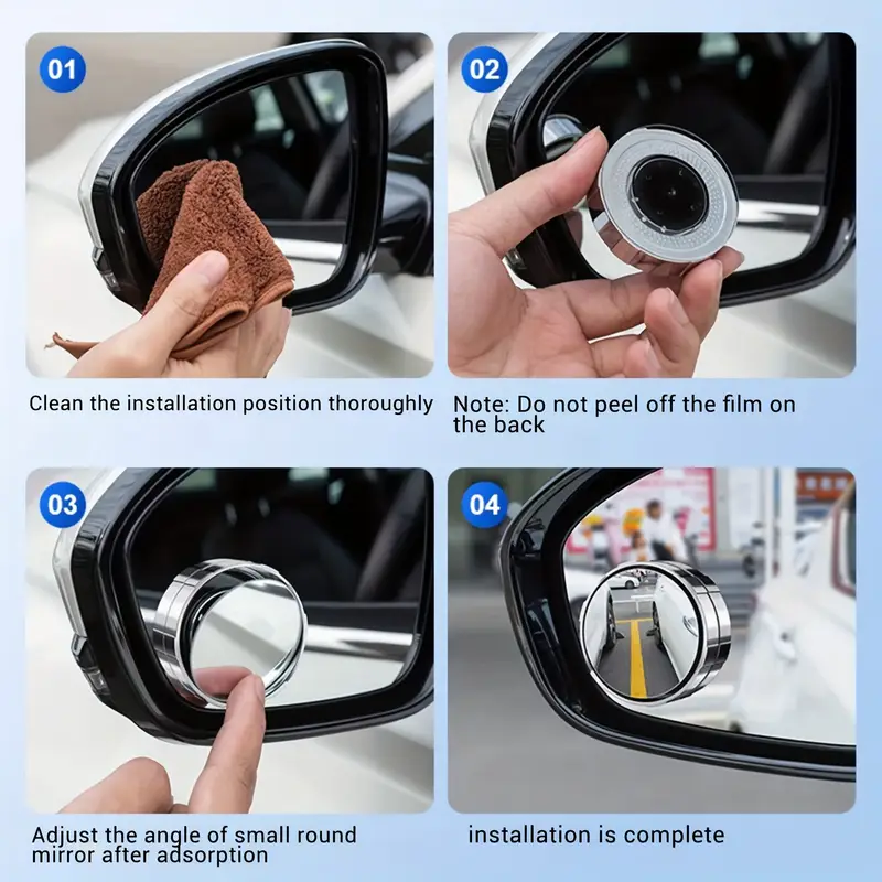 2pcs blind spot automotive side 2 2 round hd glass convex rear view 360 rotating wide angle side rear view with vacuum suction cup abs housing adjustable rearview for car suv truck universal vehicle details 9