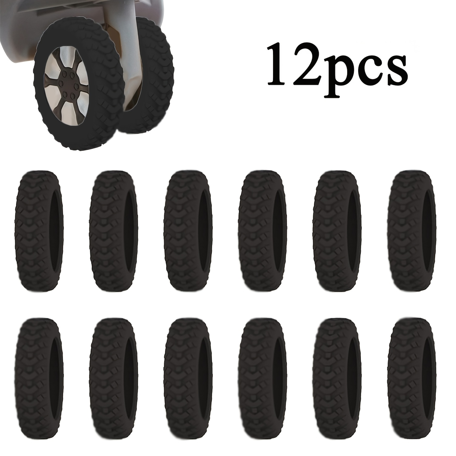 TEMU Lot de 12 housses de roue de bagage bleues/noires avec manchons en silicone absorbant les chocs, antidérapants et silencieux