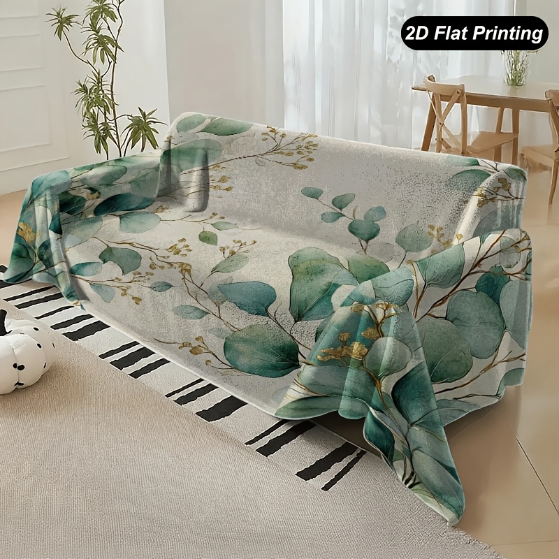 TEMU Plaid de canapé 1 pièce avec feuilles d'eucalyptus et autres , convient pour les canapés de salon, la décoration de chambre ou de bureau, et la