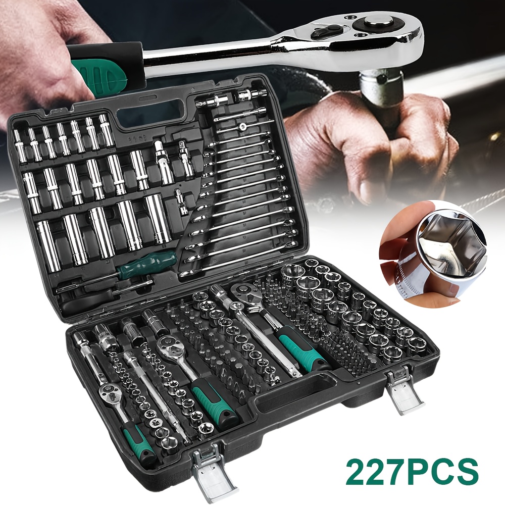 227pcs Drive Socket Set with Quick Release Ratchet Wrench