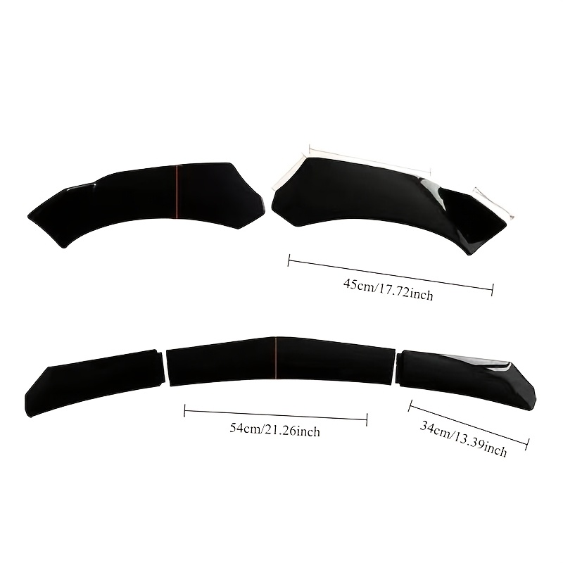 TEMU Universal Car Front Bumper Lip Spoiler Splitter - Durable Plastic Lip With Red Bla For Most Vehicles Enhancing Aerodynamic Performance
