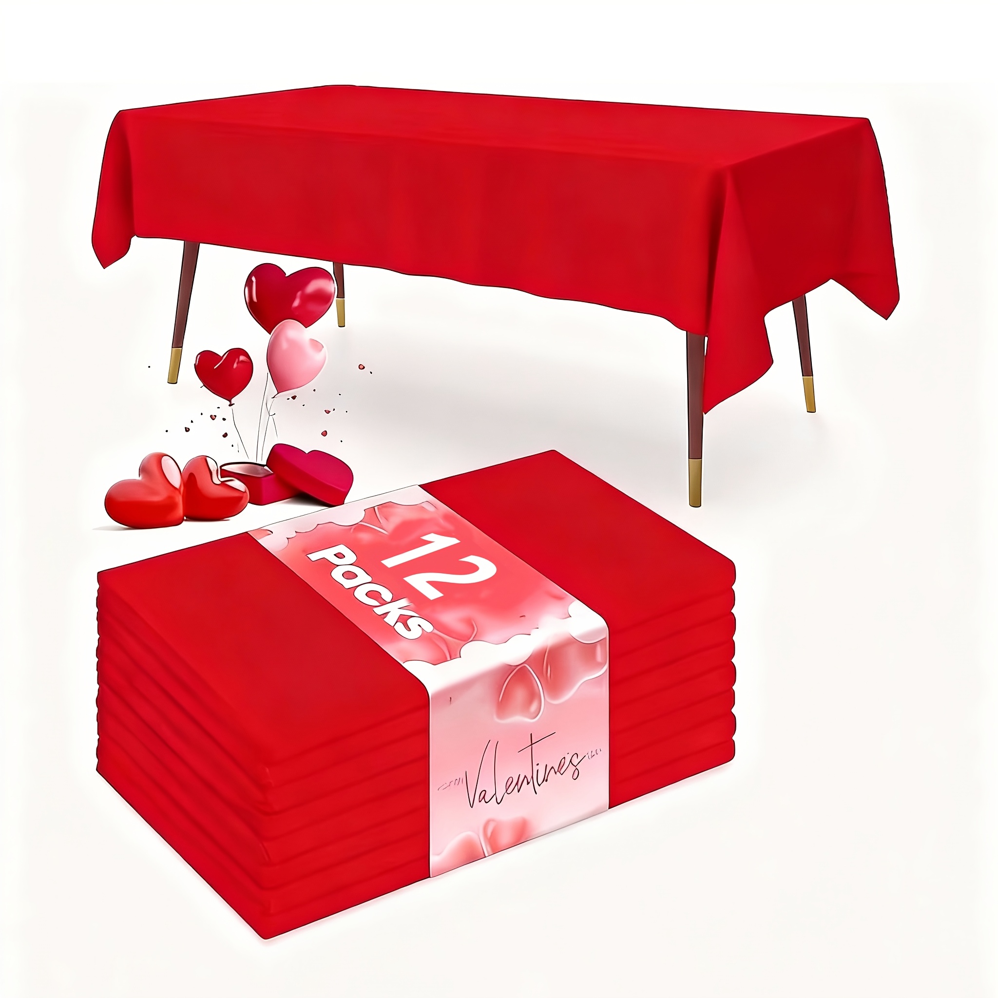 E-shop 12-teilige Tischdecke für Valentinstags-Partys, Hochzeitsdekoration, Sommerdekoration, Gartendekoration für draußen, Außendekoration, rote