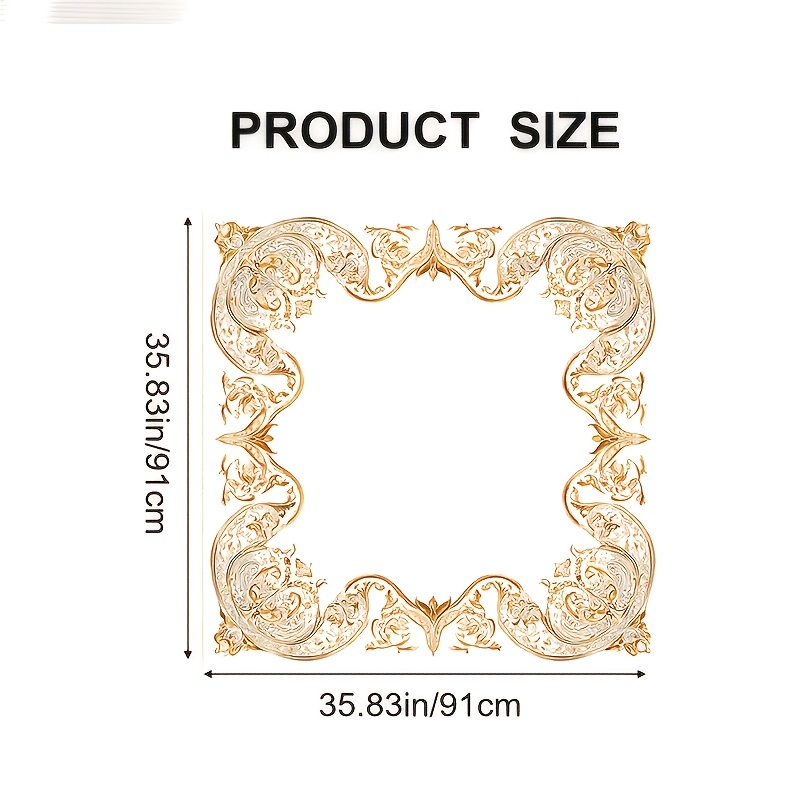 Retro Golden Baroque Scrollwork Pattern Square Scarf, Lightweight