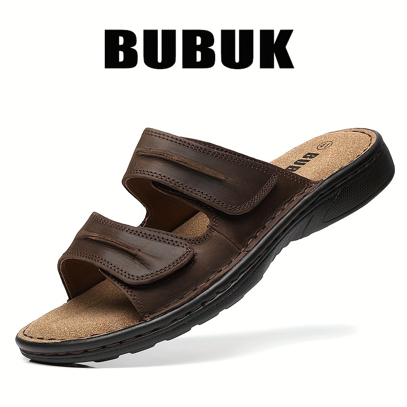 Image of New Summer Style Top-grain Cowhide Slippers, Outdoor Sandals With Thick Soles, Genuine Leather Men's Beach Sandals, Lightweight Soft-soled Men's Shoes, Casual Sports Trendy Shoes