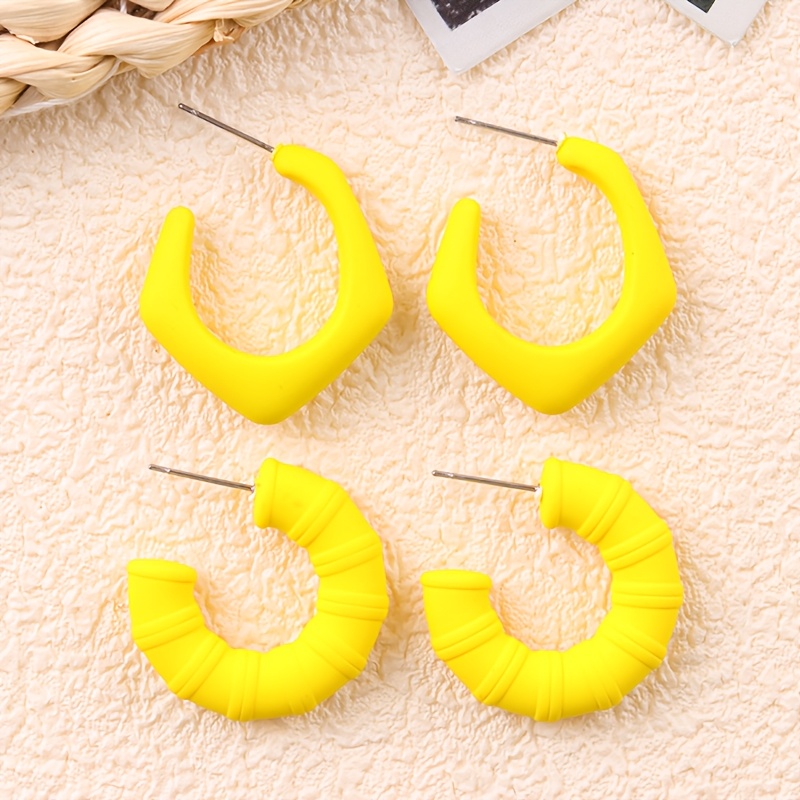 4pc Dopamine Irregular C-circle Crescent Earring Set
