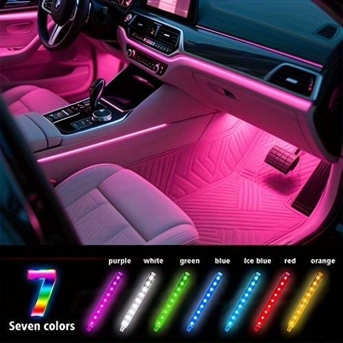 4 in 1 automotive led light strip 48 leds used as an ambient light for vehicle modification volts controlled via an app with microphone and rhythm flashing function without battery
