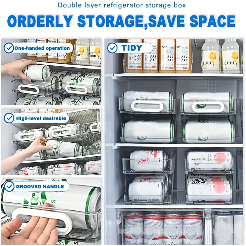 Modern Canned Food Organizer Rack, 2-Tier Can Storage Dispenser Rack Holder