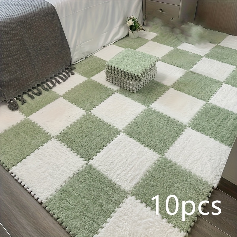 Image of 10pcs Decorative Small Square Rugs Washable Mats For Home Bedroom Living Room