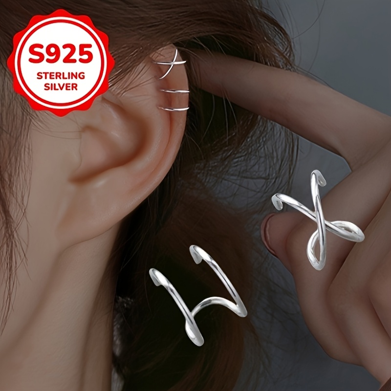 ladies stylish earrings made of s925 silver featuring   cross clips that are hypoallergenic   holiday parties and everyday wear 0