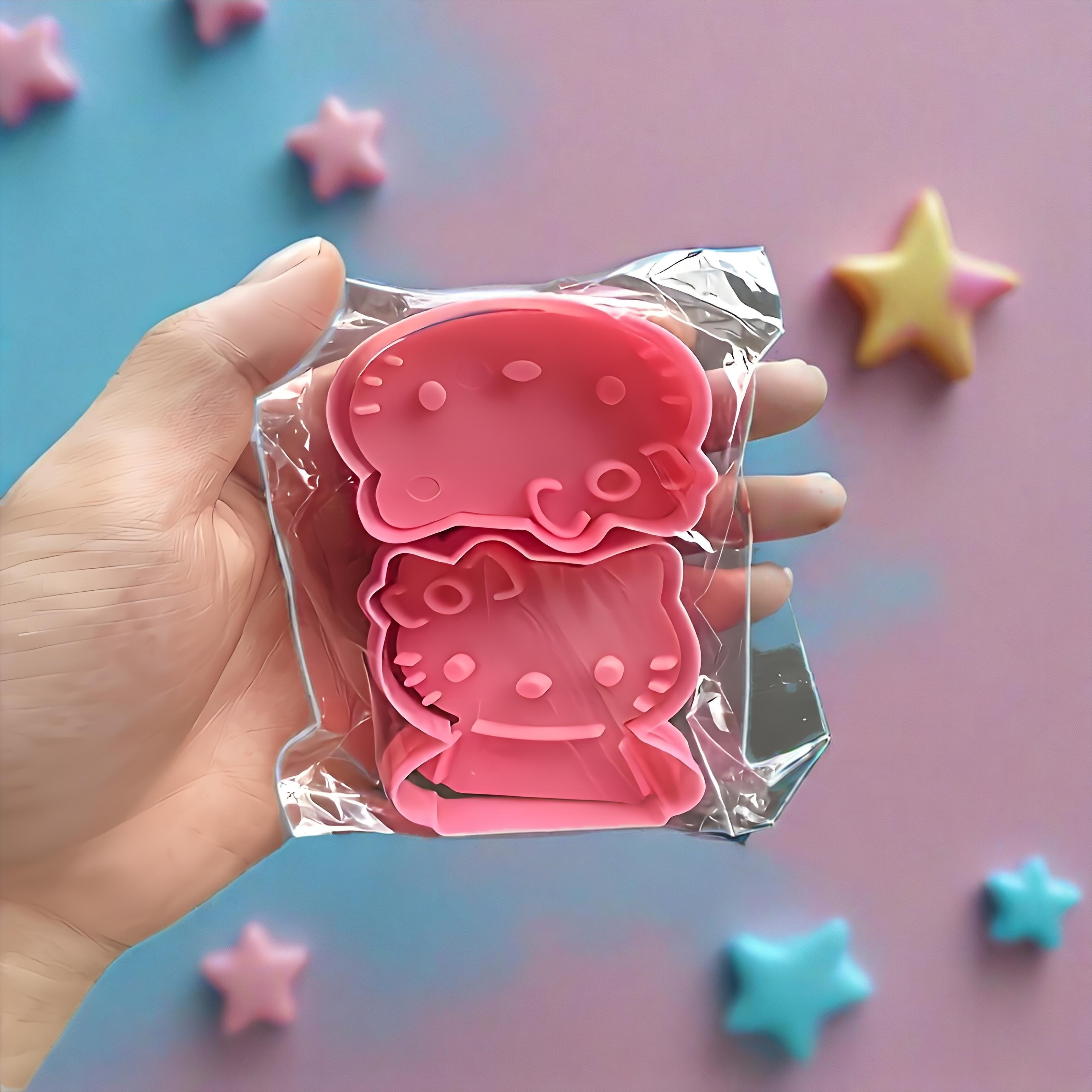 Image of Hello Kitty Fruit Biscuit Mold Set - Made Of Food Grade Pvc Safe Material, Cute Cartoon Shape, Diy Baking Tool, Suitable For Birthday Gifts/holiday Parties/christmas Crafts