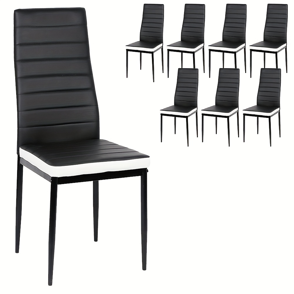 Set Of 8 Padded Chairs Made Of Pu - Durable High-back Dining Chairs Suitable For Restaurants, Events, And Kitchens | Easy To Clean And Resistant To Scratches