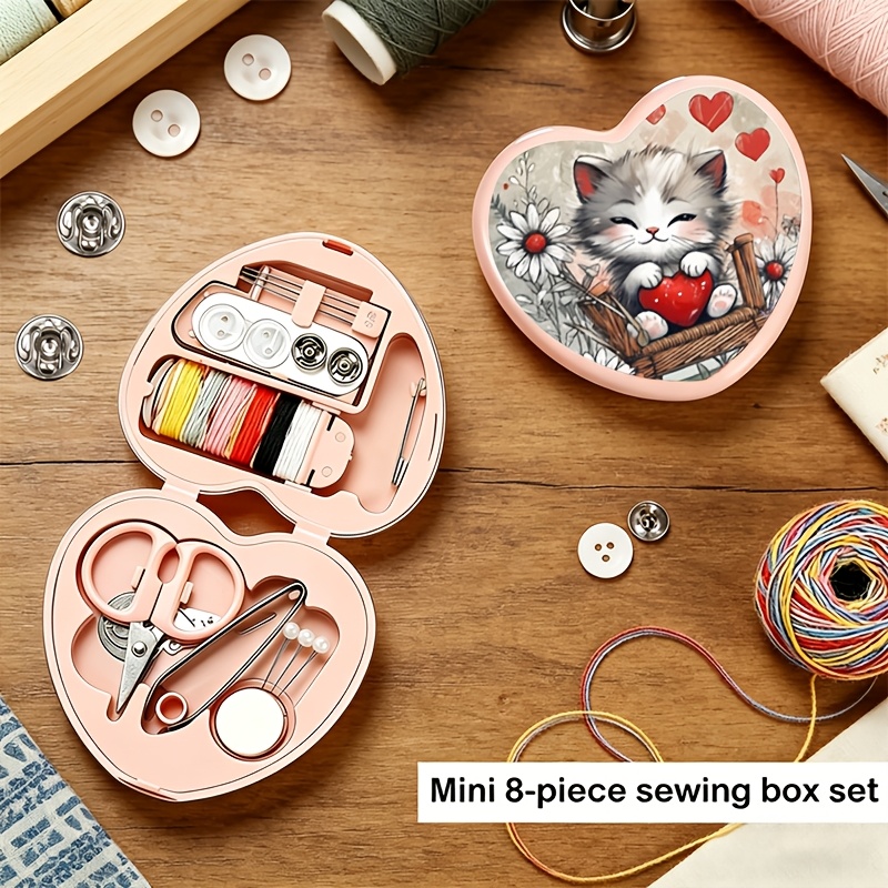 TEMU 1 Kit de Bricolage de Peinture Diamant - Mini Boîte à Couture de Cœur avec Art en Mosaïque à Imprimé Chat, Incrustation de Irréguliers Adaptée