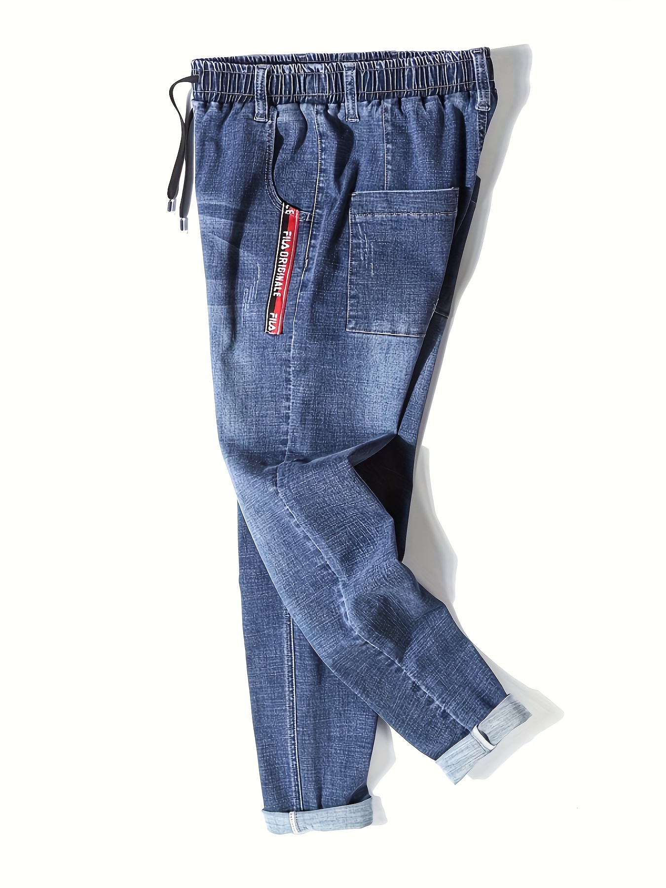Men's Cotton Blend Slightly Stretch Jeans With Waist Drawstring, Chic ...