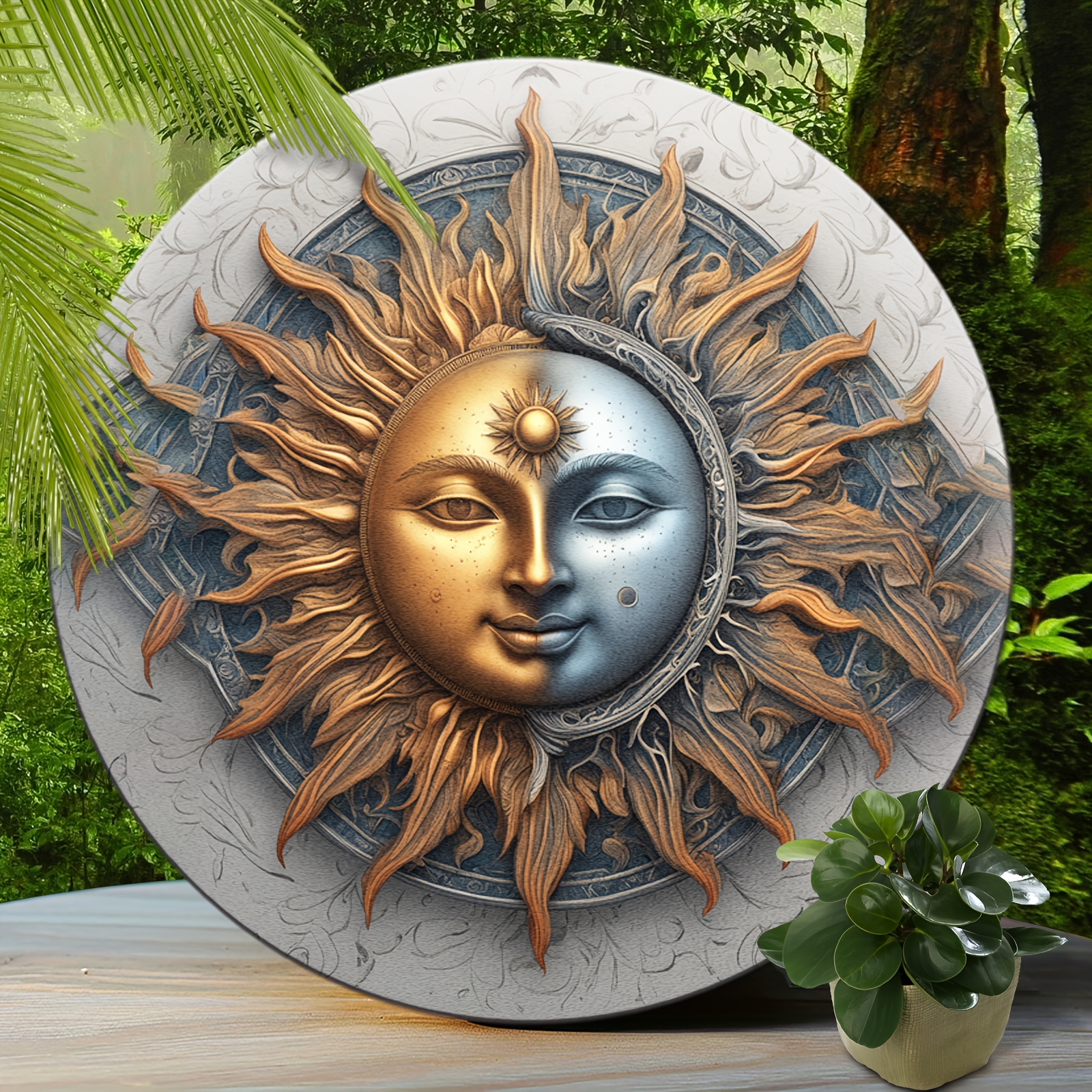 

1pc, Sun Sign - Art Aluminum Sign, Suitable For Home Room Cafe Bedroom Bar Living Room Garage Wall Decoration, Round Fashion Art Aesthetic, Holiday Gift 8x8 Inch (20x20cm)