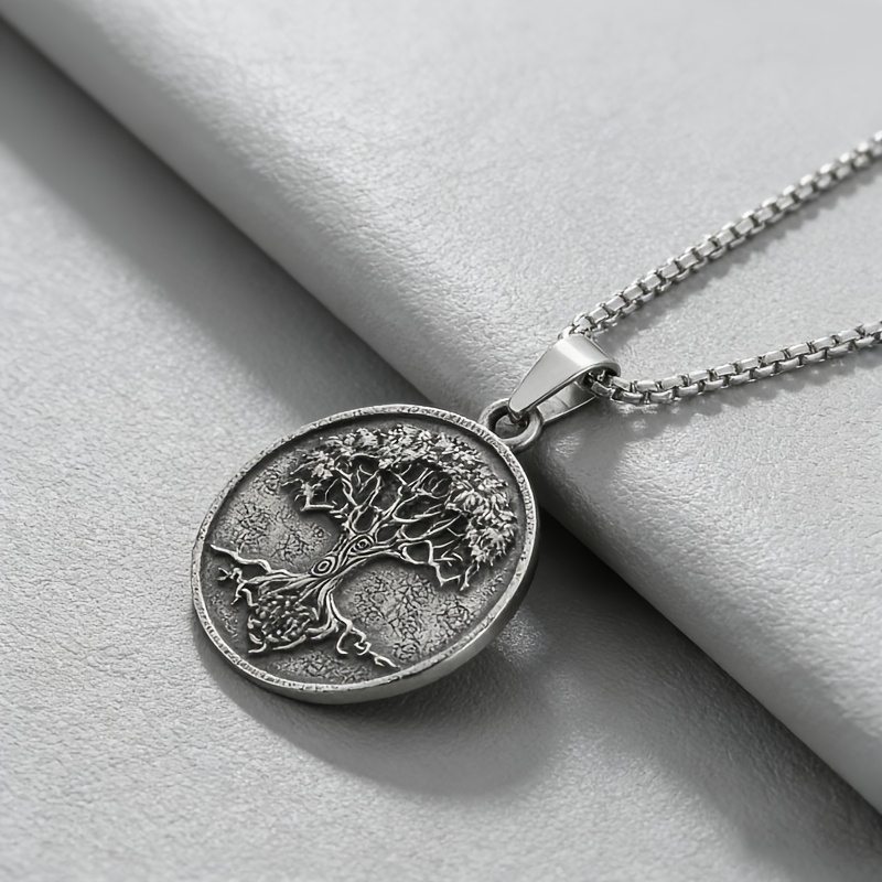 Image of Retro Nordic Tree Of Life Necklace, For Male And Female Amulets, Jewelry Gifts, And Daily Versatile Accessories