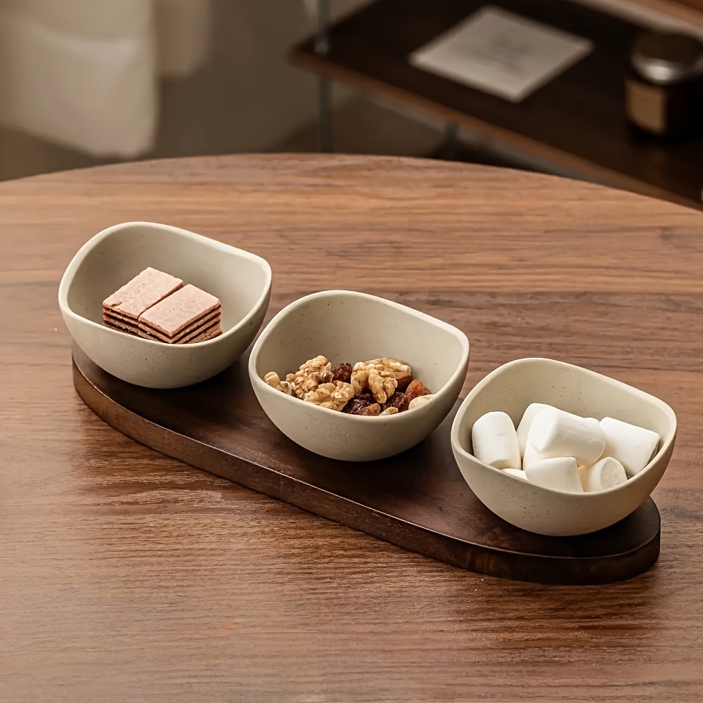 Image of 3pcs/4pcs/5pcs/1pc Of Thick Candy Trays, Mid-century Style Rustic Snack Dishes, Dried Fruit Platters For Room Coffee Tables, Nuts, Candies, Snacks, Fruit Bowls
