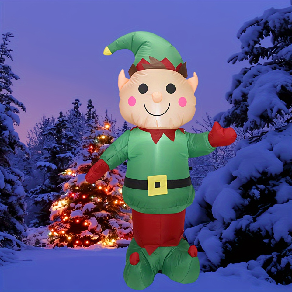 

5 Ft Inflatable Elf Christmas Decor Outdoor With Led Light, Quick Air Blown, Yard Inflatables, Christmas Inflatables, Outdoor Christmas Decorations For Yard Garden Lawn Decor