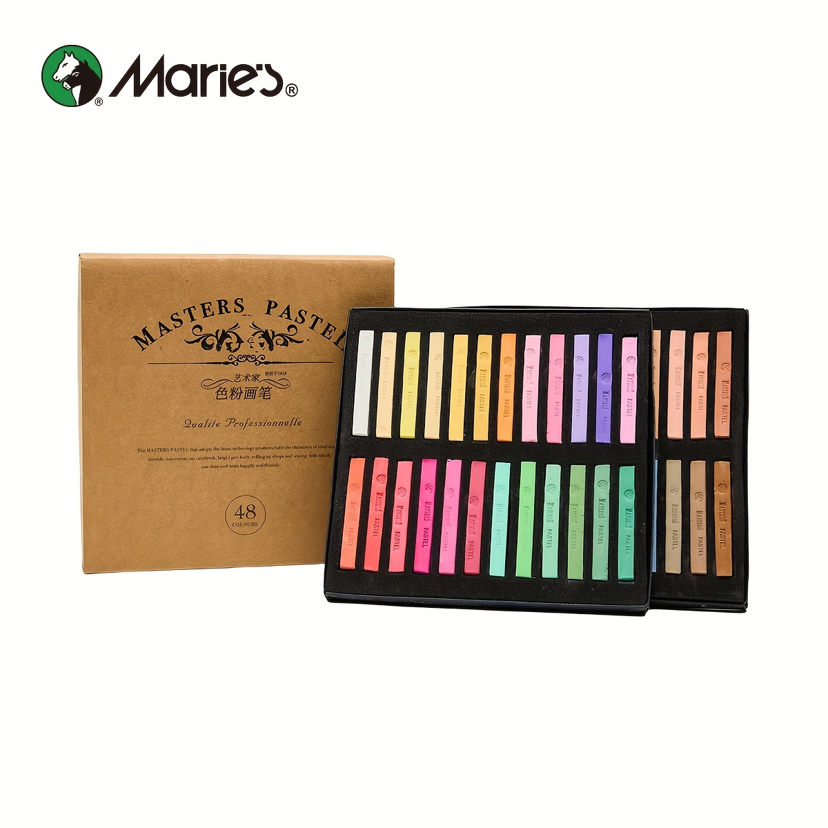 

Marie's Soft Chalk Pastels, 12/24/36/48 Colors, Non Toxic Art Supplies Set, Drawing Stick For Artist, Professional, Students, Pigment Painting Pen Tool, Powder Color Pens