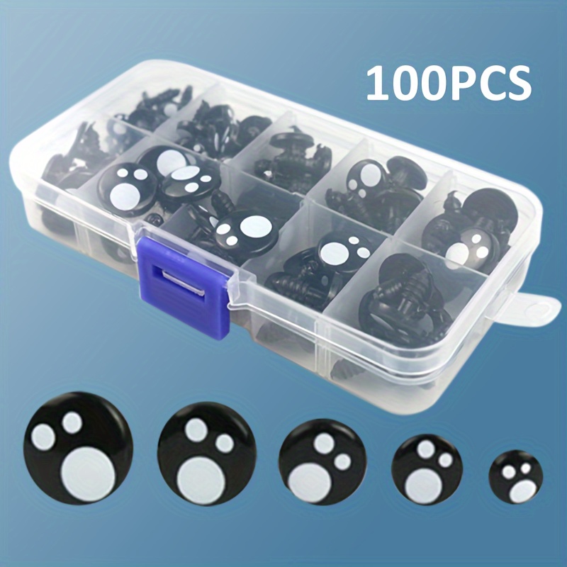 Image of 100pcs Plastic Safety Eyes For Dolls & Soft Toys - Assorted Sizes 8mm-16mm, Ideal For Diy Crafts & Toy Making, Durable & Safe Replacement Eyes For Puppets And Plush Animals
