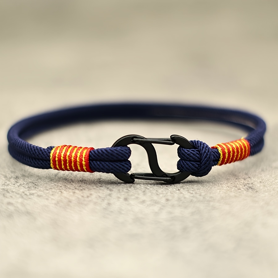 TEMU 1 pièce Bracelet tressé minimaliste avec cordon en corde de nylon de qualité A de 3 mm et fermoir, bracelet bijou pour homme