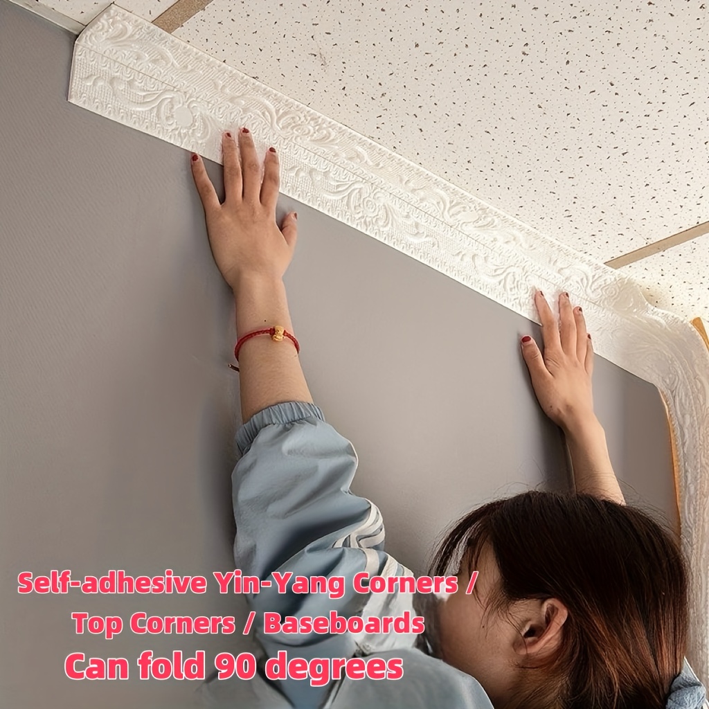 1 roll self   waterproof vinyl wallpaper strip peel stick removable panels suitable for ceiling walls baseboard easy diy installation moistureproof no   needed compatible for bathrooms kitchens