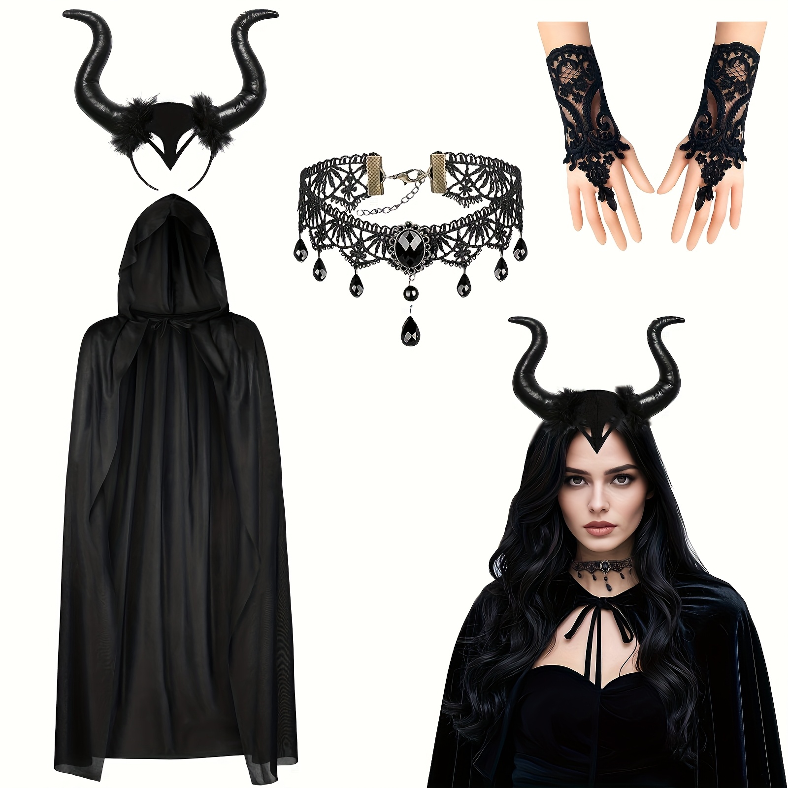 chinese dress ladies Black & Green Witch Adults Halloween Costume Dress Up main image 1