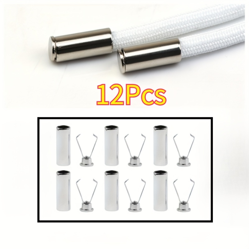 TEMU 12 Heavy-duty Rope Locks - Protect Shoelaces, Drawstrings, Pants, Bags, Hoodies - Adjustable Metal Clips, - Suitable For Diy Crafts, Clothing,