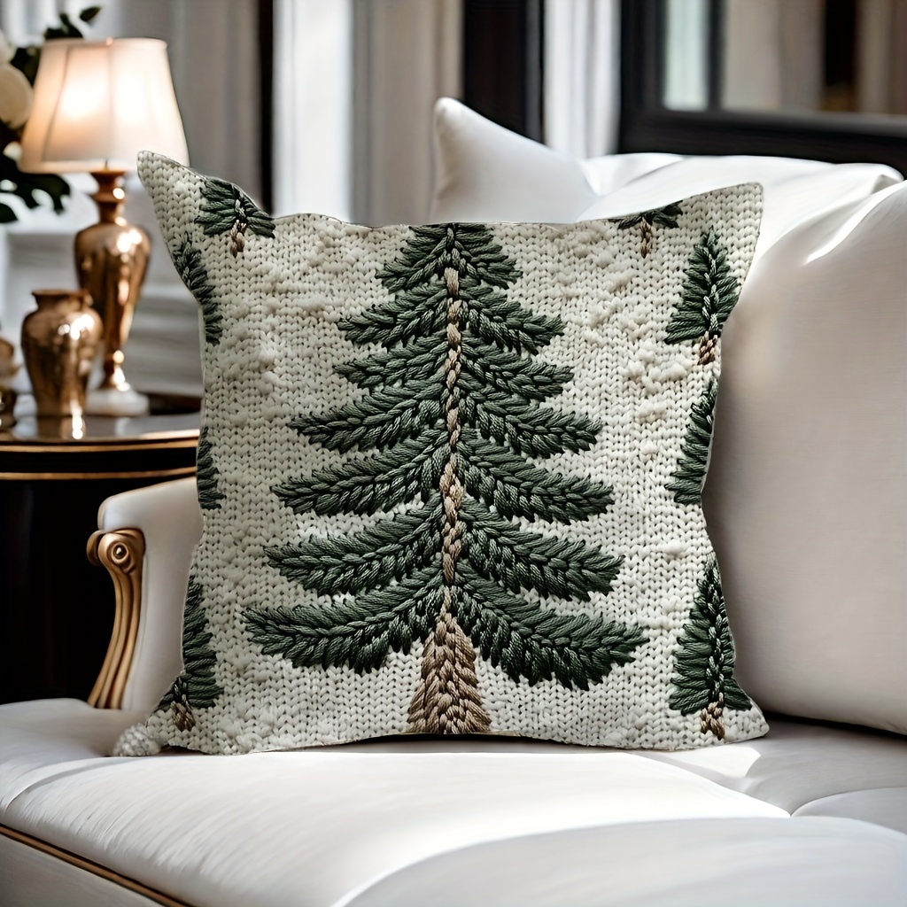 

1pc Christmas Tree , , , Zippered, , -sided , 17.73x17.73 , Cushion For Bedroom And Decor