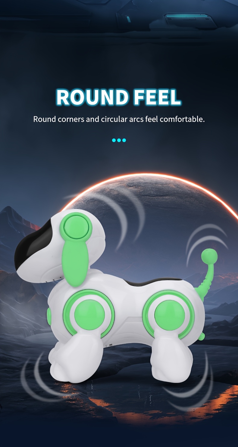 Juguete interactivo de robot perro que canta y camina para niños pequeños - Compañero de aprendizaje temprano con música, modo de baile, velocidad ajustable y luces, plástico ABS duradero, alimentado por batería (baterías no incluidas) - Azul cielo, verde claro, rosa, entretenimiento para niños pequeños, diseño juguetón, seguro para niños pequeños